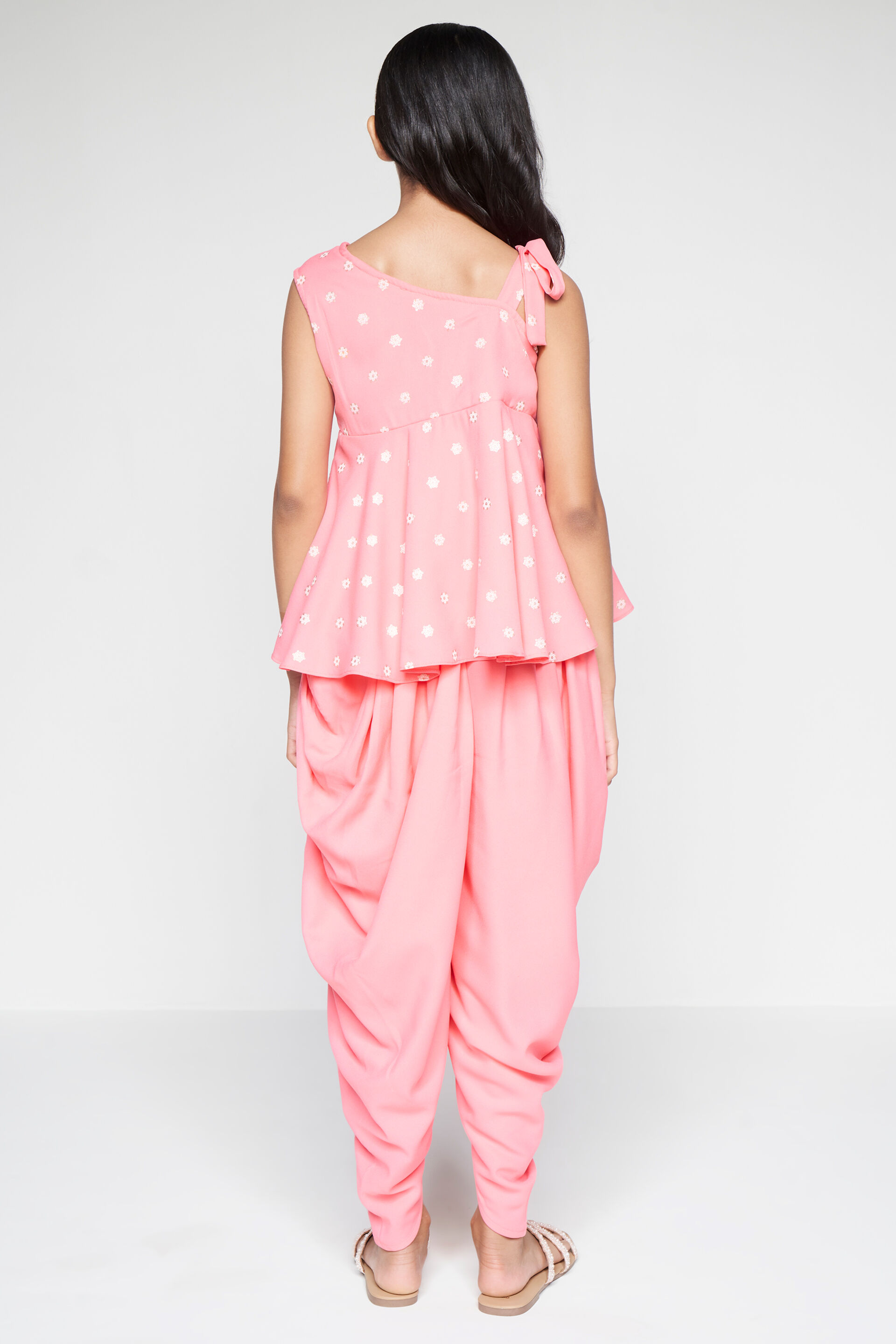 Pink Floral Dhoti Set, Pink, image 5